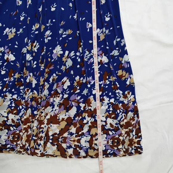 Seven Islands Wome'sWhite and Blue Plunge Neck Sleeveless Maxi Dress Size L - Picture 10 of 11